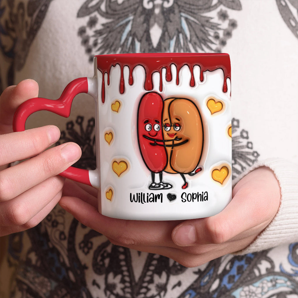 Tu es le seul à aimer ces petits pains - Mug personnalisé pour couple avec anse en forme de cœur