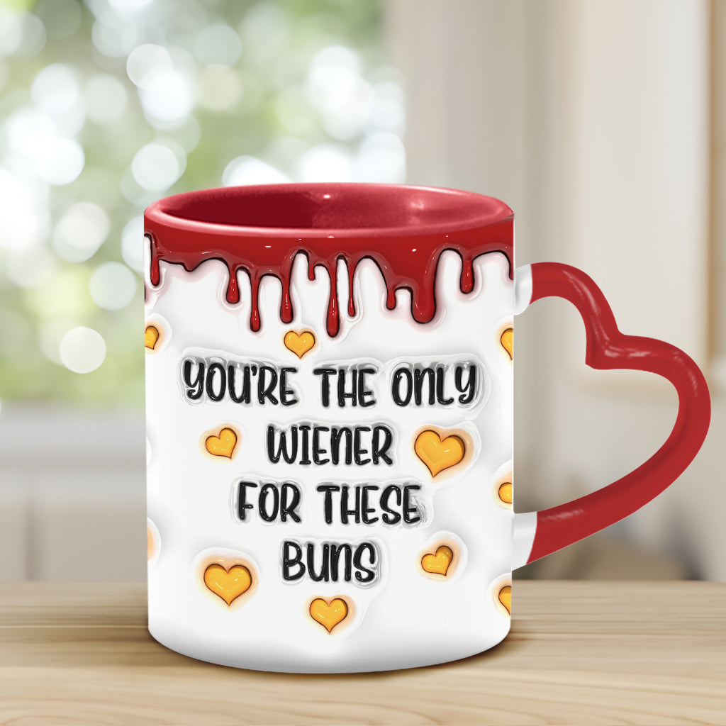 Tu es le seul à aimer ces petits pains - Mug personnalisé pour couple avec anse en forme de cœur