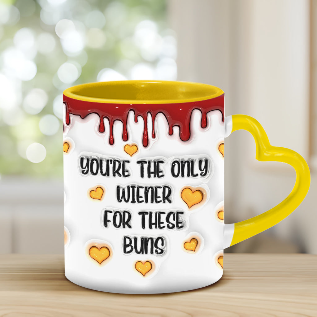 Tu es le seul à aimer ces petits pains - Mug personnalisé pour couple avec anse en forme de cœur