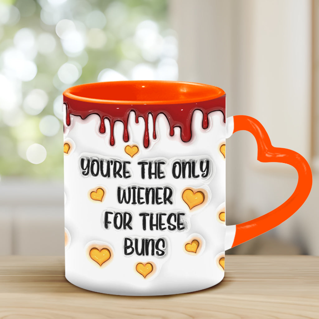 Tu es le seul à aimer ces petits pains - Mug personnalisé pour couple avec anse en forme de cœur