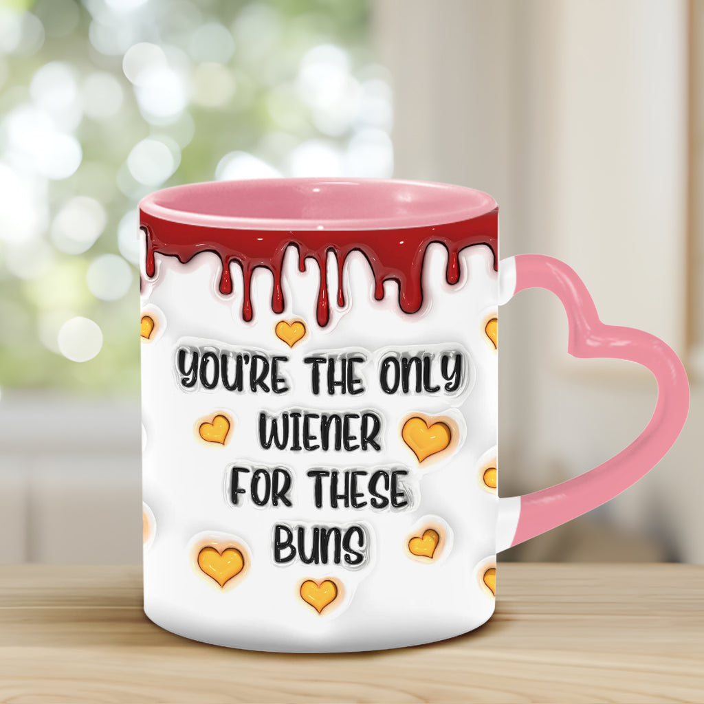 Tu es le seul à aimer ces petits pains - Mug personnalisé pour couple avec anse en forme de cœur