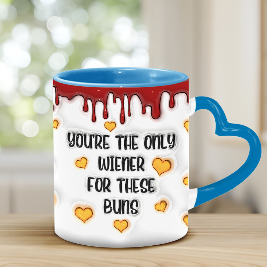 Tu es le seul à aimer ces petits pains - Mug personnalisé pour couple avec anse en forme de cœur