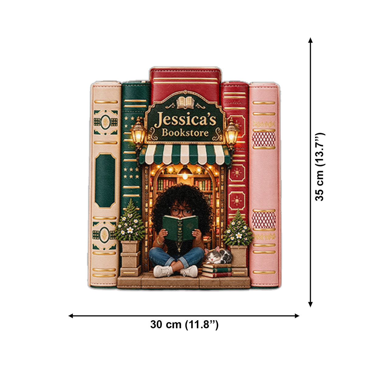Vintage Stack Bookstore Bag - Personalized Book Changeable Leather Patch Backpack