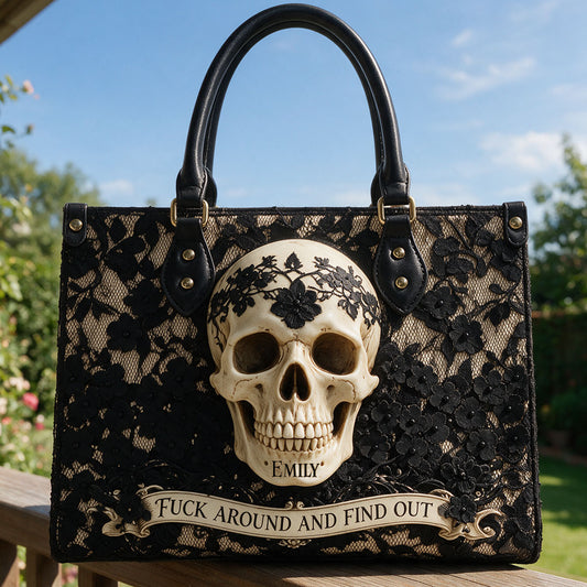 Find Out - Personalized Skull Leather Handbag
