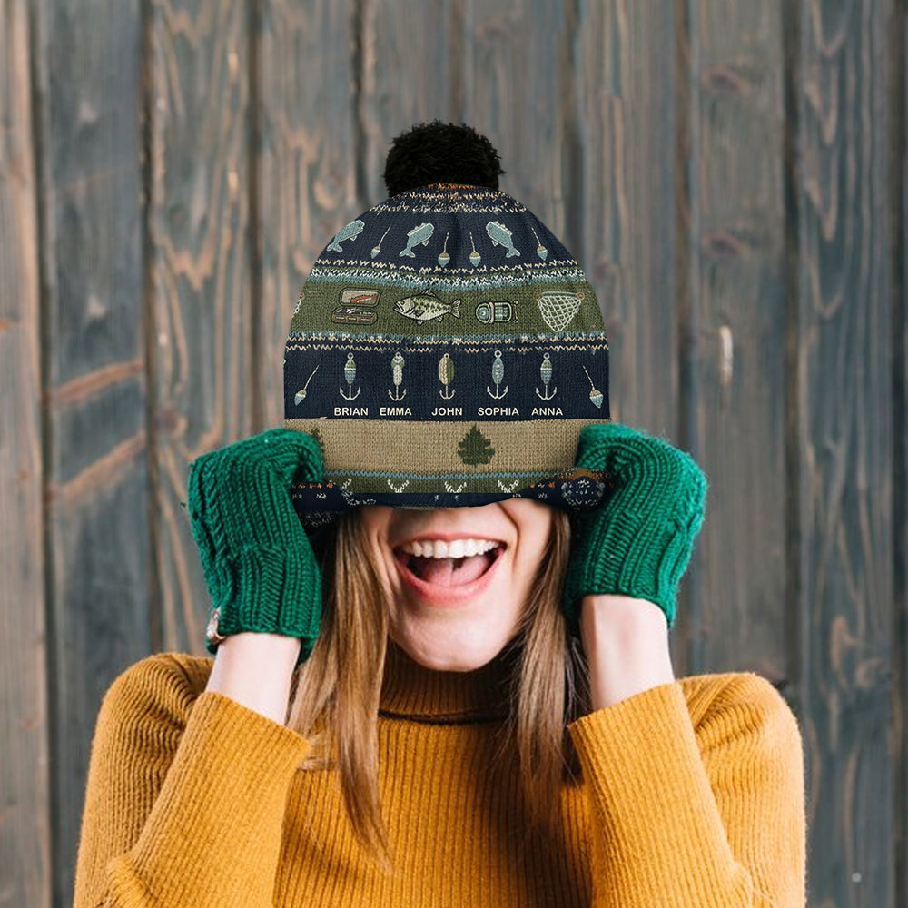 Reel Cool Grandpa - Personalized Fishing Beanie Hat