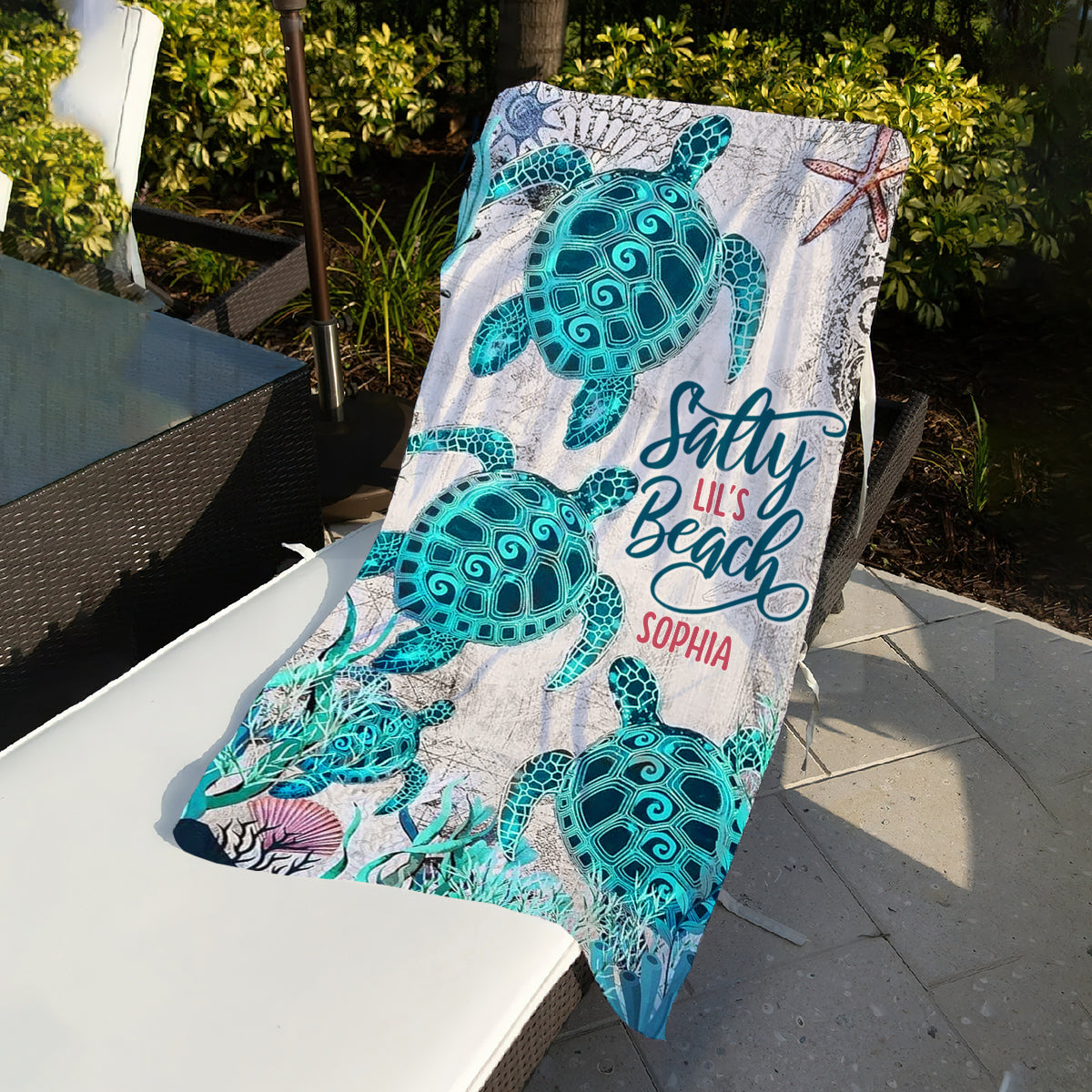 Salty Lil' Beach - Personalized Turtle Quick-dry Beach Towel/ Bath Towel