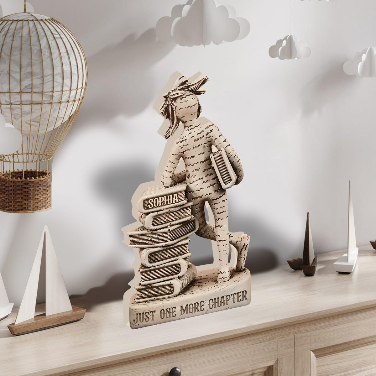 Juste un chapitre de plus - Plaque en bois personnalisée en forme de livre