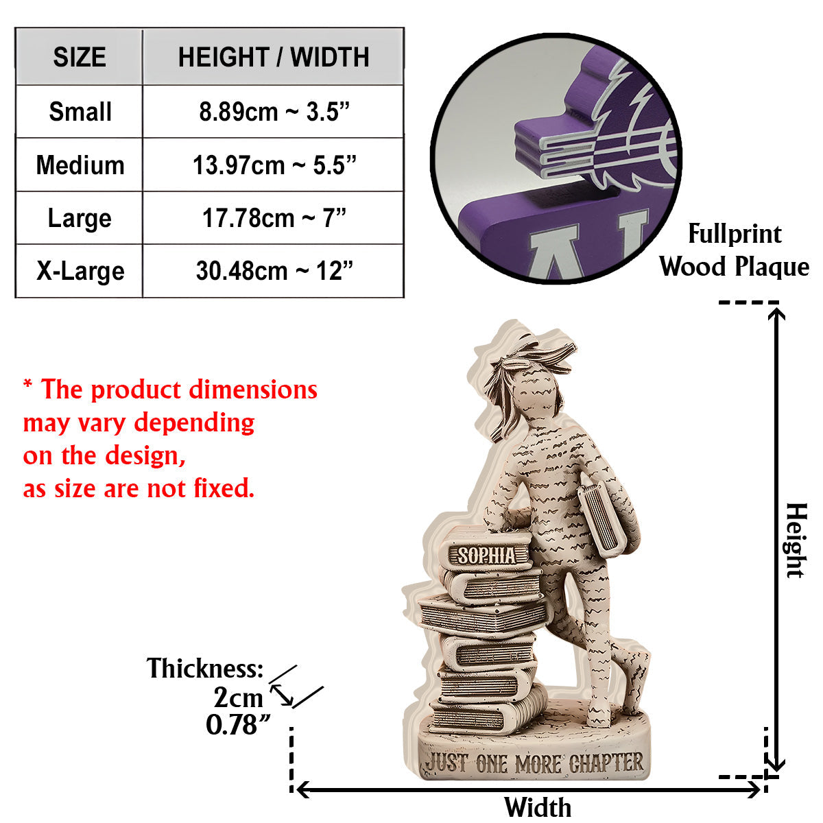Juste un chapitre de plus - Plaque en bois personnalisée en forme de livre