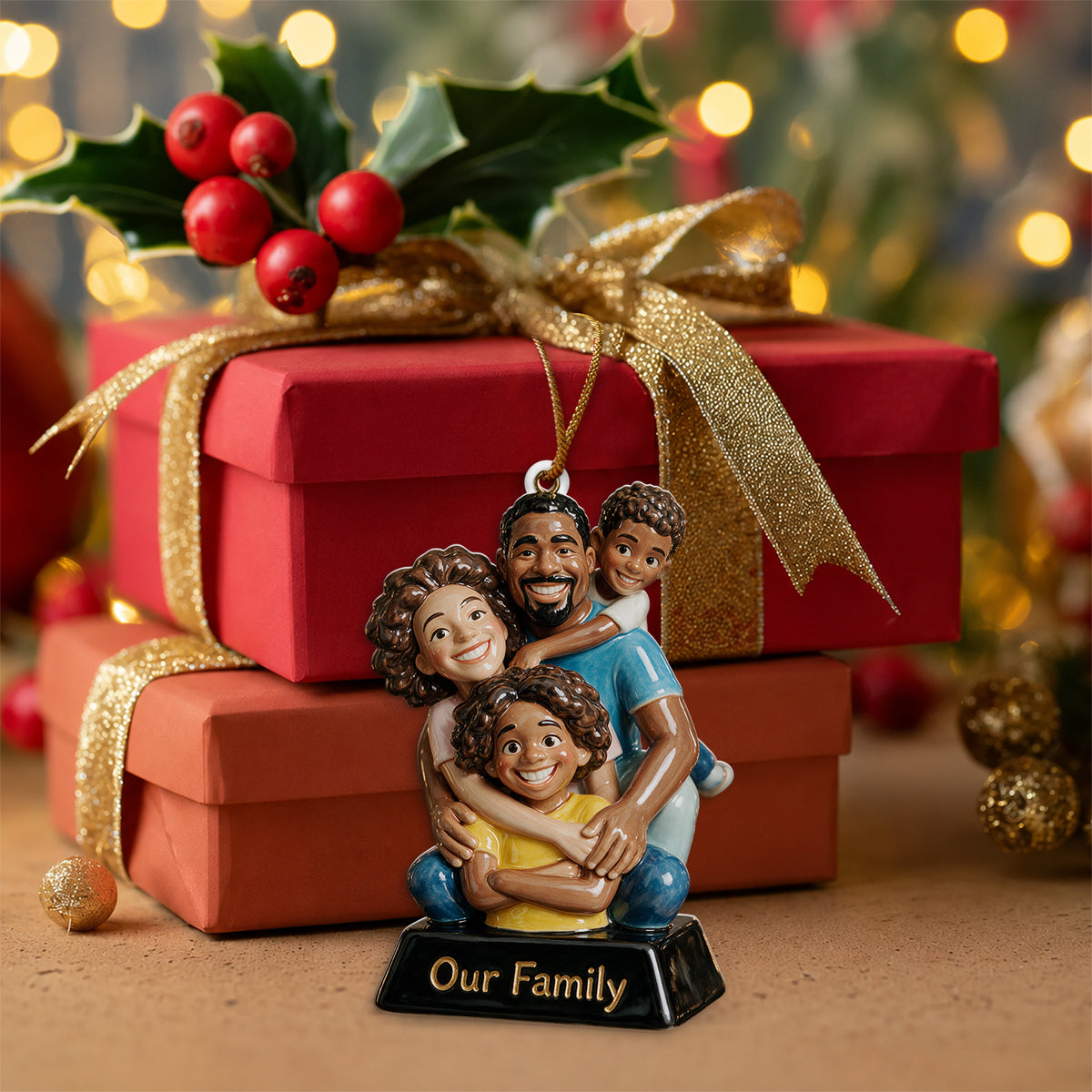 Merry Christmas - Personalized Family Custom Shape Ceramic Ornament
