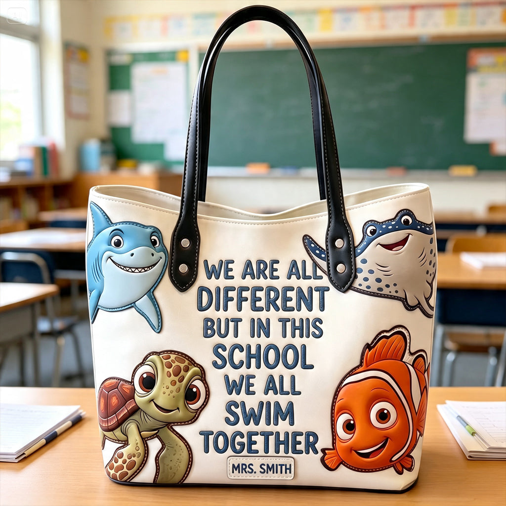 Autism Awareness Ocean Animal Teacher - Personalized Teacher Leather Bag