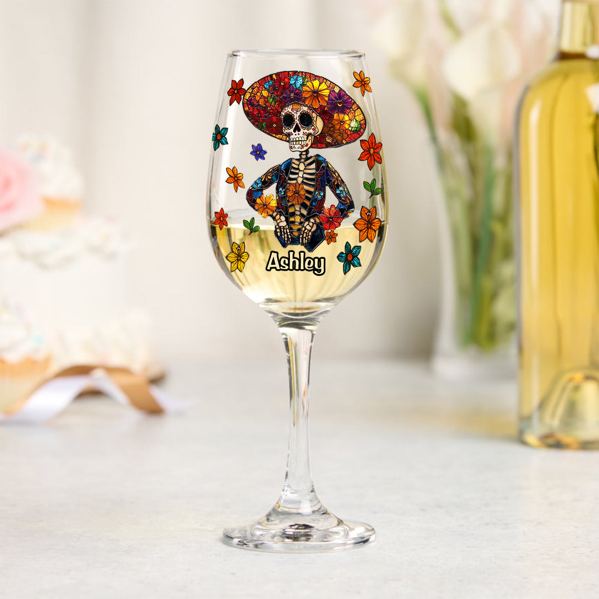 Joyeux mois de l'héritage hispanique ! Verre à vin personnalisé pour femmes latines, à longue tige.