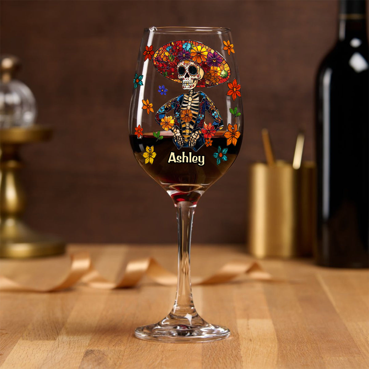 Joyeux mois de l'héritage hispanique ! Verre à vin personnalisé pour femmes latines, à longue tige.