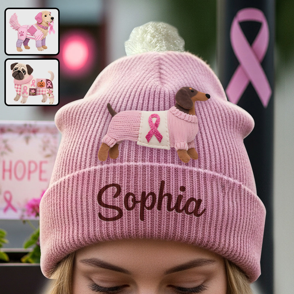 Foi, Espoir, Amour - Bonnet personnalisé pour la sensibilisation au cancer du sein