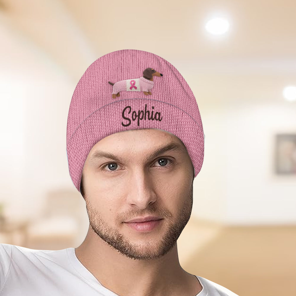 Foi, Espoir, Amour - Bonnet personnalisé pour la sensibilisation au cancer du sein