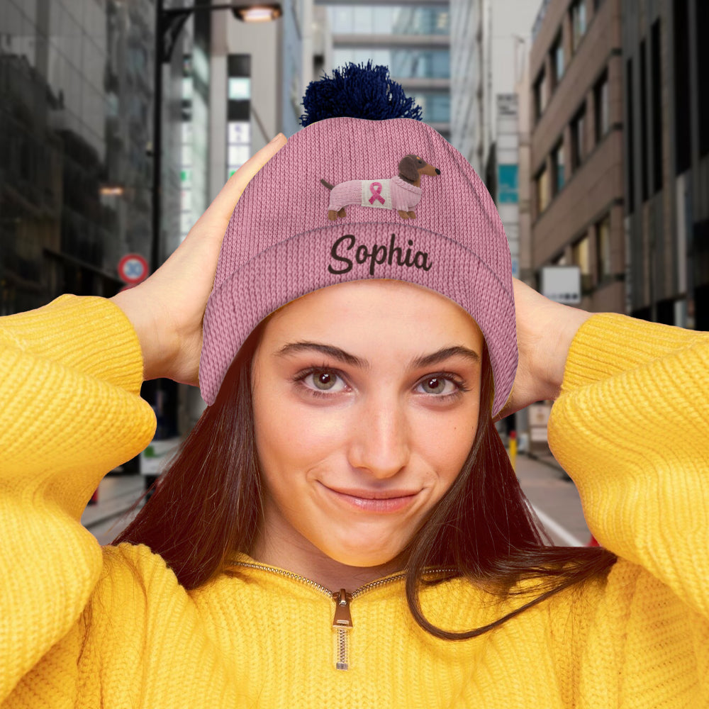Foi, Espoir, Amour - Bonnet personnalisé pour la sensibilisation au cancer du sein
