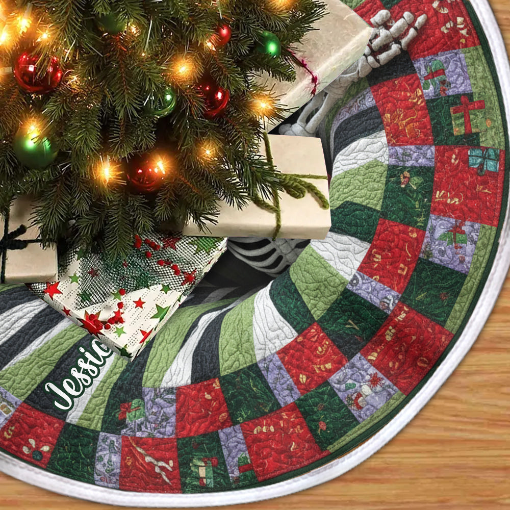 Couette de Noël motif crâne - Jupe de sapin personnalisée motif crâne