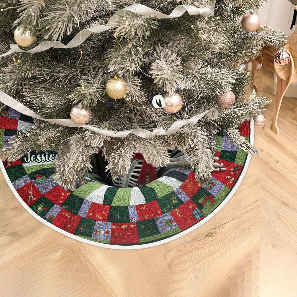 Couette de Noël motif crâne - Jupe de sapin personnalisée motif crâne