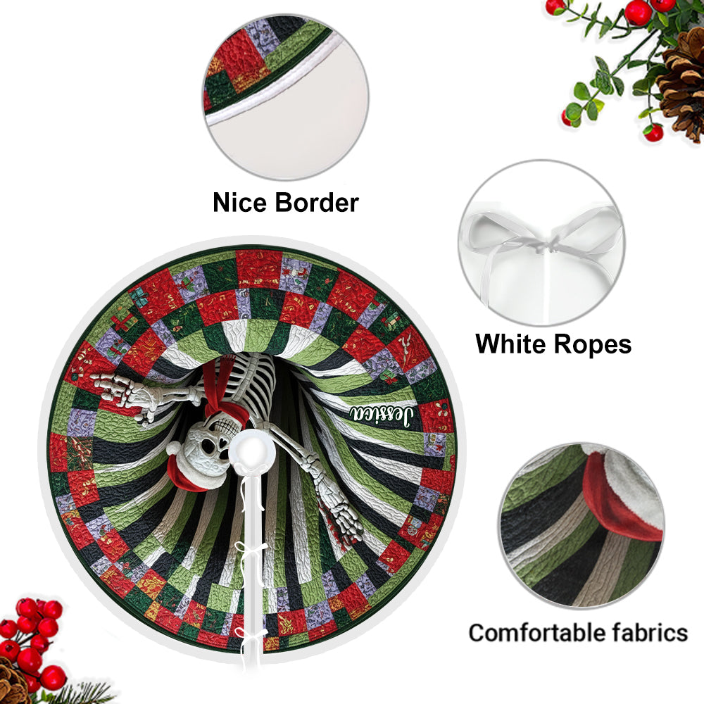 Couette de Noël motif crâne - Jupe de sapin personnalisée motif crâne