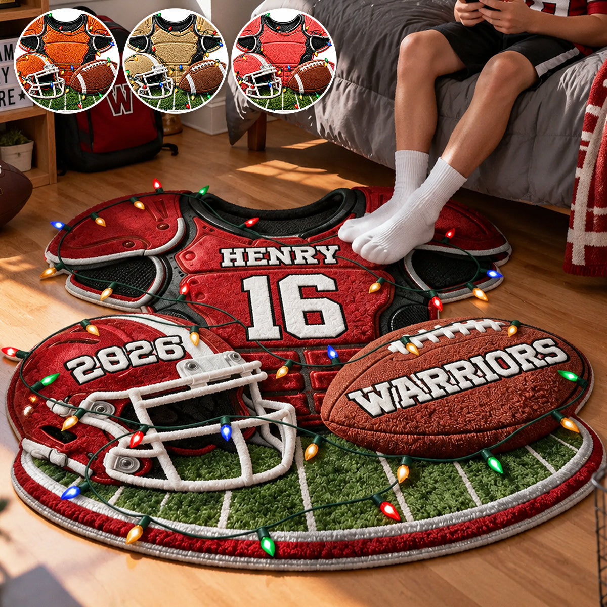 Football de Noël - Tapis Personnalisé Antidérapant