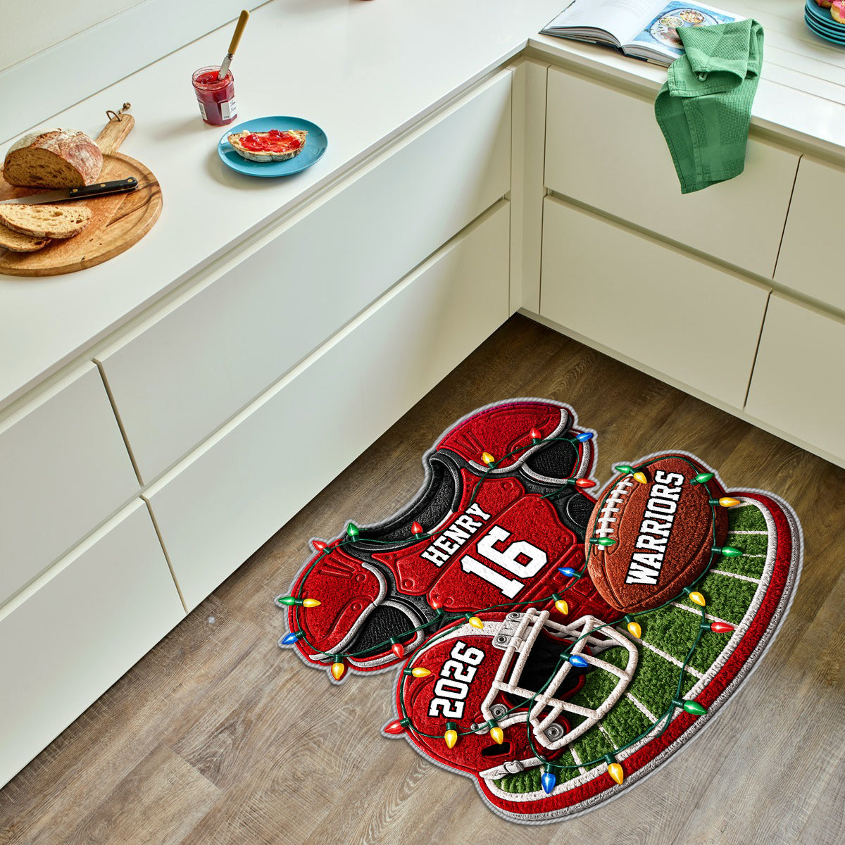 Football de Noël - Tapis Personnalisé Antidérapant