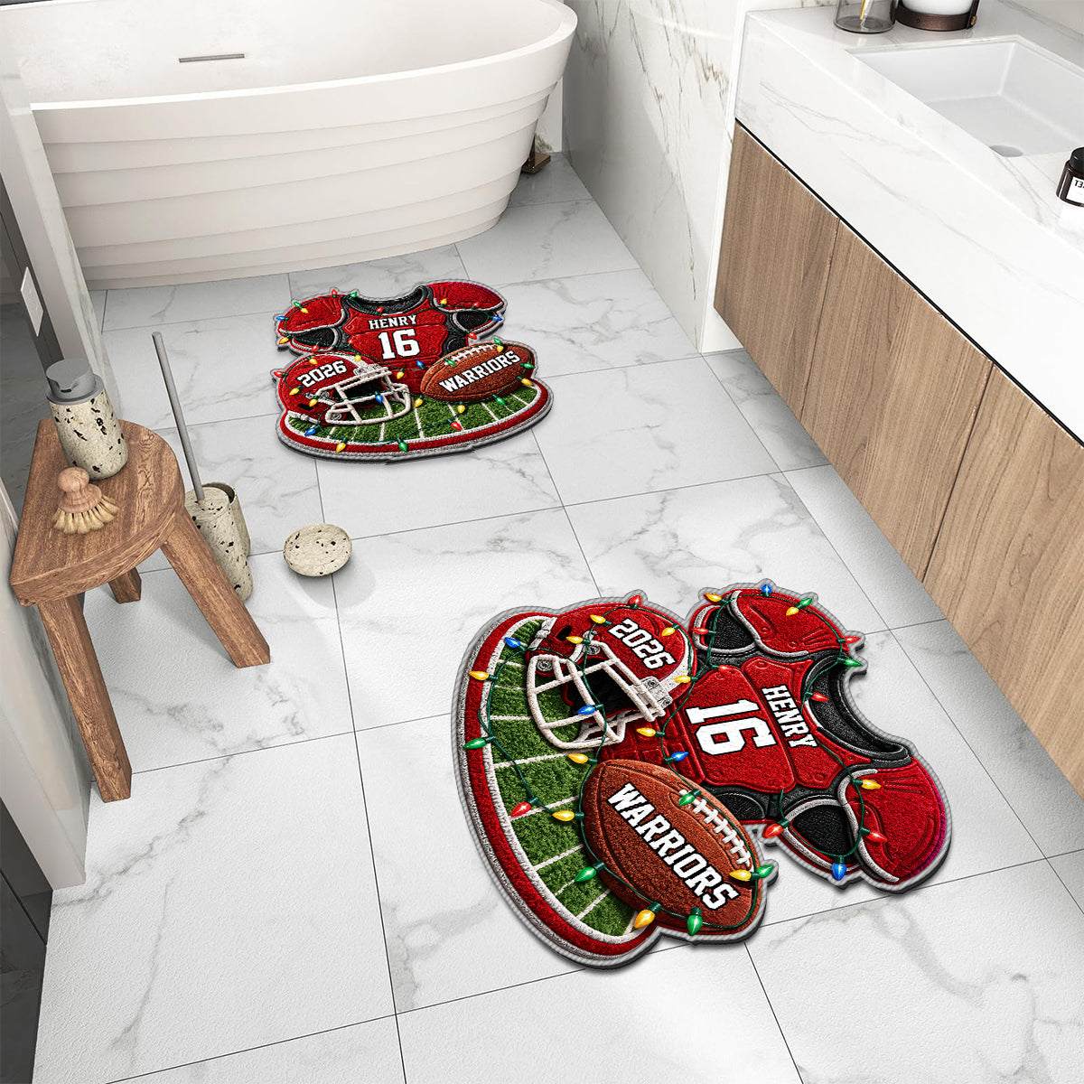 Football de Noël - Tapis Personnalisé Antidérapant