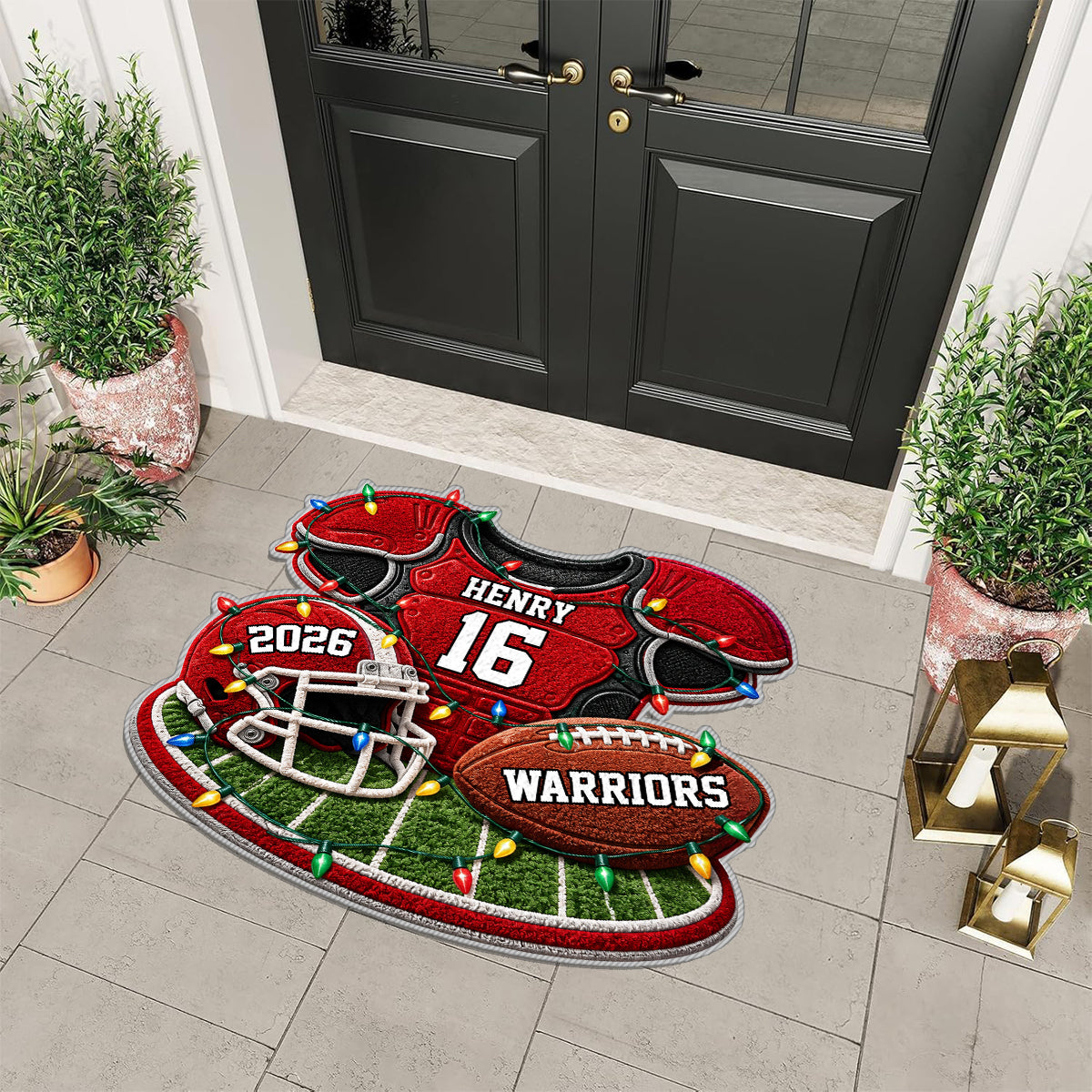 Football de Noël - Tapis Personnalisé Antidérapant