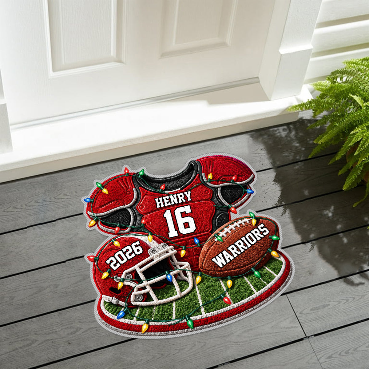 Football de Noël - Tapis Personnalisé Antidérapant