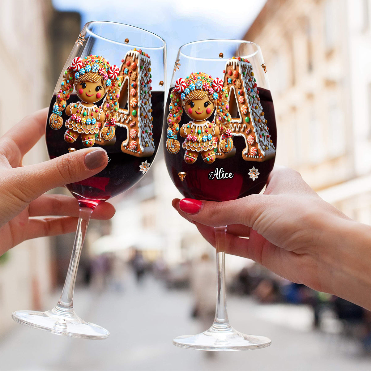 Happy Family - Personalized Family Wine Glass With Long Stem