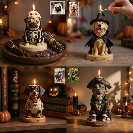 Flamme Magique - Support de Bougie en Bois Personnalisé en Forme de Chien