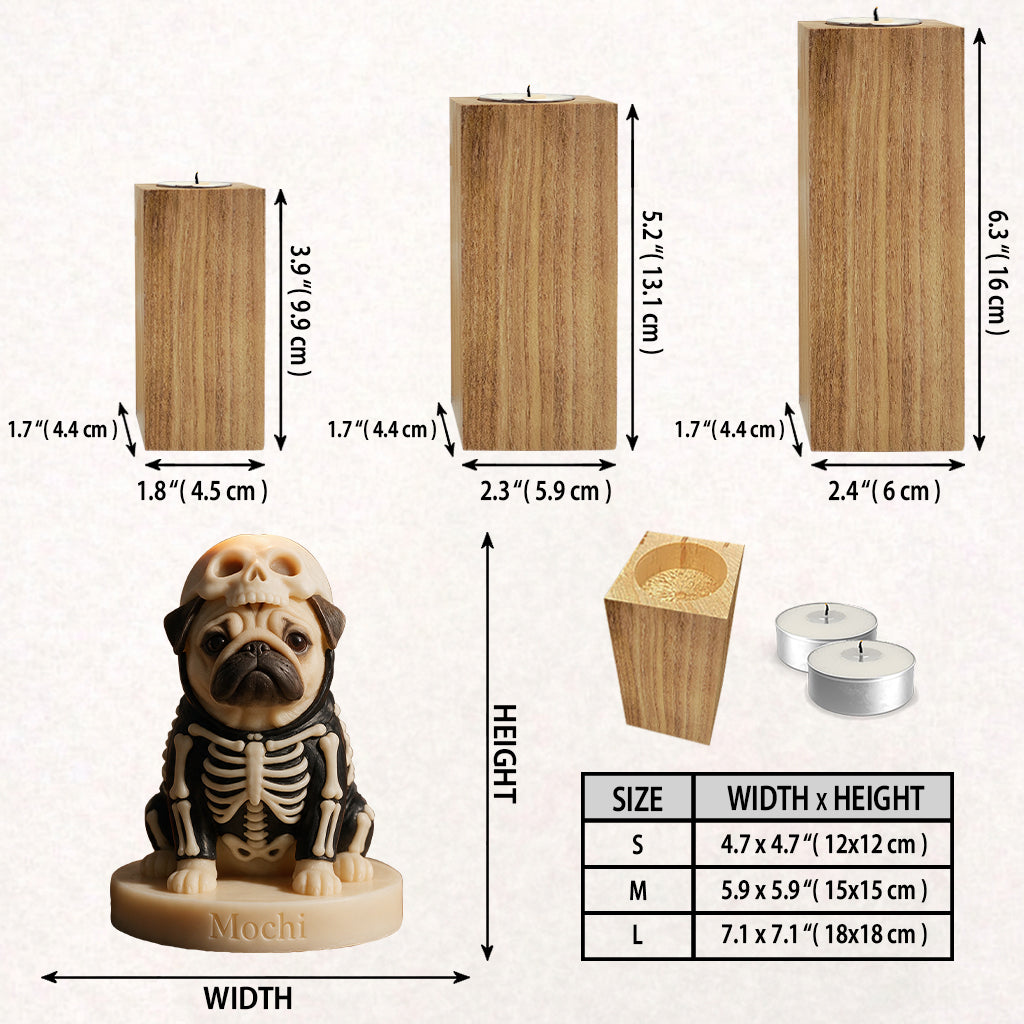 Magic Flame - Personalized Dog Custom Shape Wooden Candle Holder