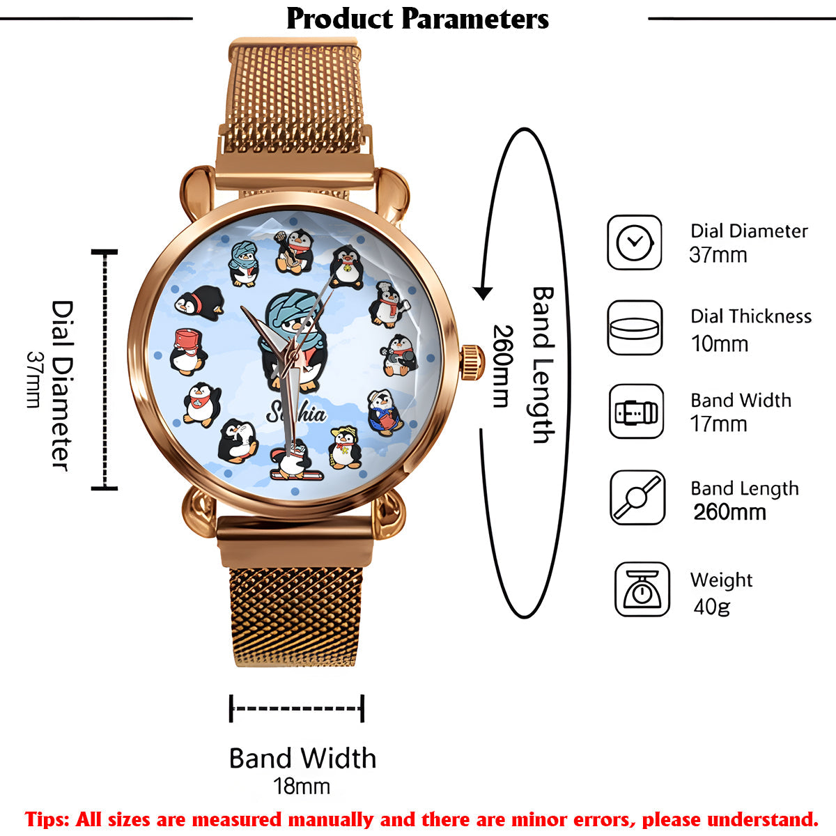 Montre-bracelet personnalisée pour femme « Juste une fille qui aime les pingouins »