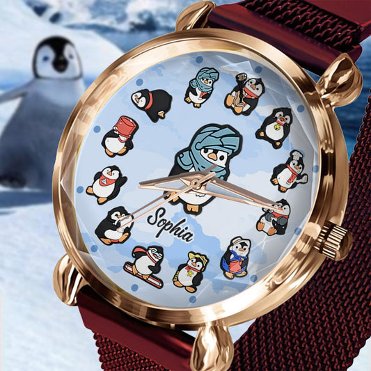 Montre-bracelet personnalisée pour femme « Juste une fille qui aime les pingouins »