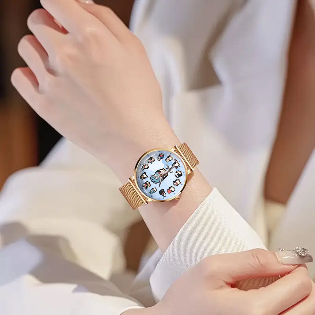 Montre-bracelet personnalisée pour femme « Juste une fille qui aime les pingouins »