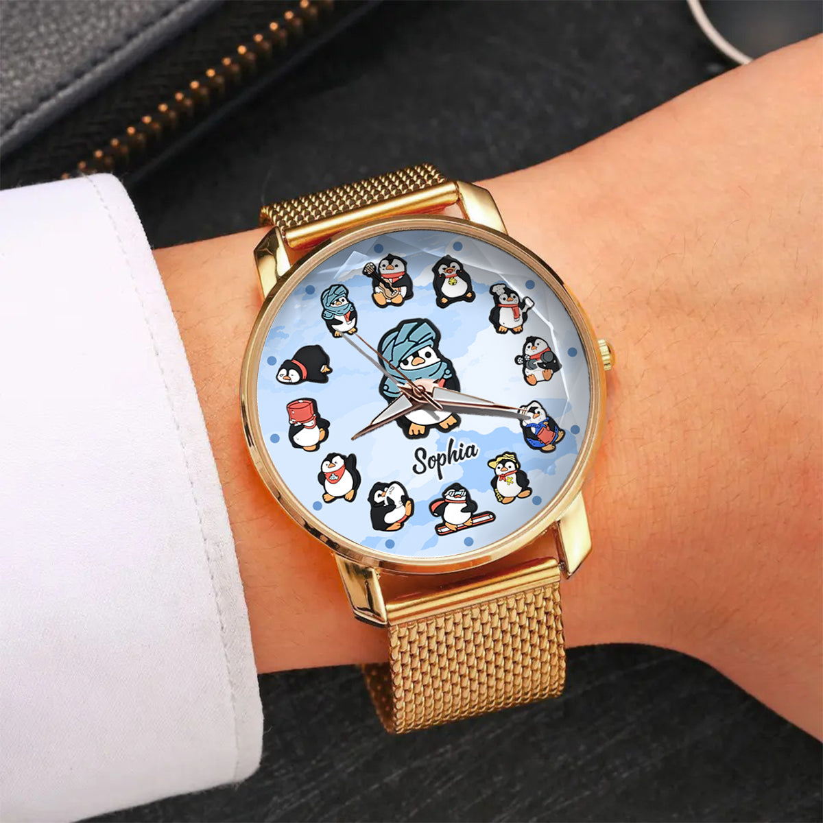 Montre-bracelet personnalisée pour femme « Juste une fille qui aime les pingouins »