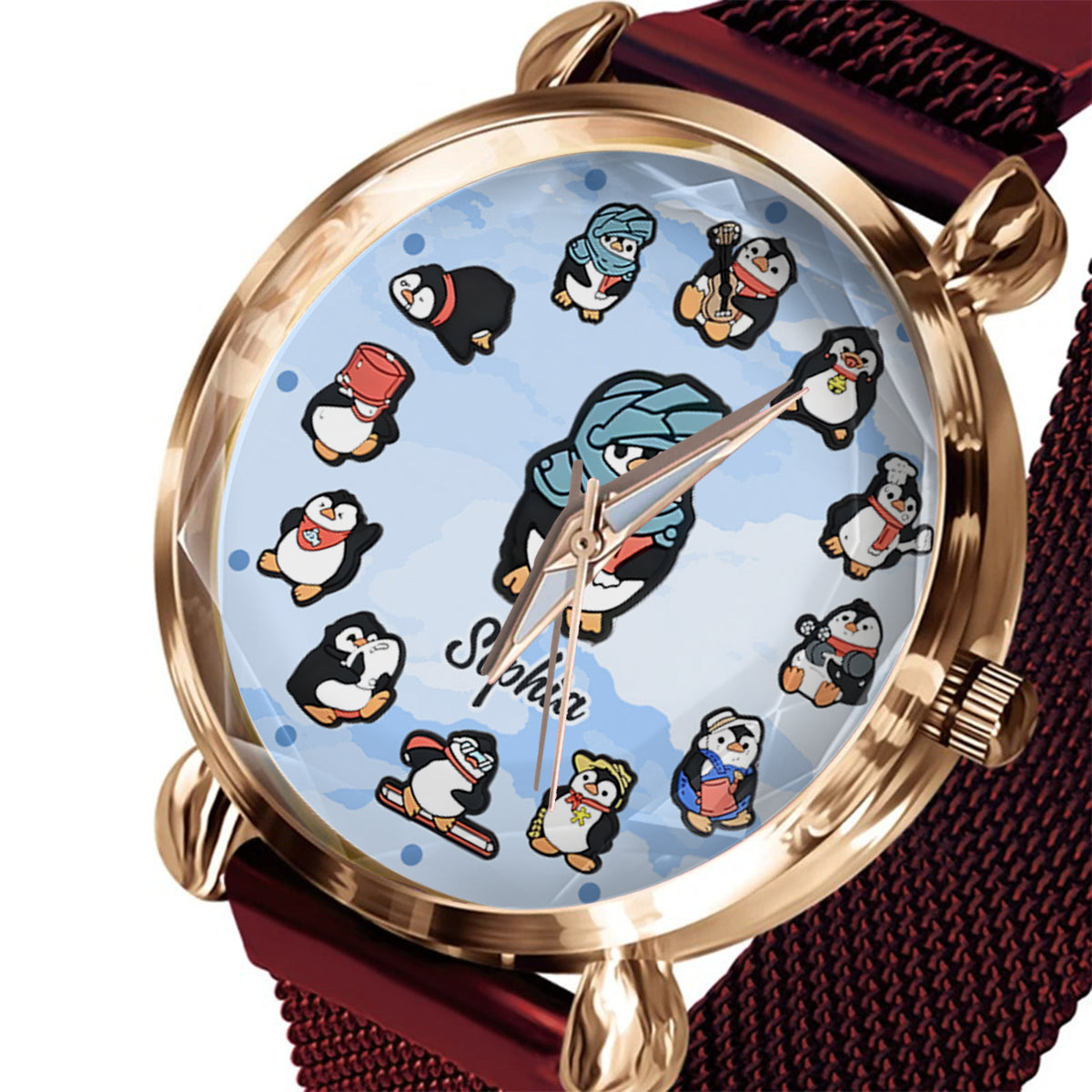 Montre-bracelet personnalisée pour femme « Juste une fille qui aime les pingouins »