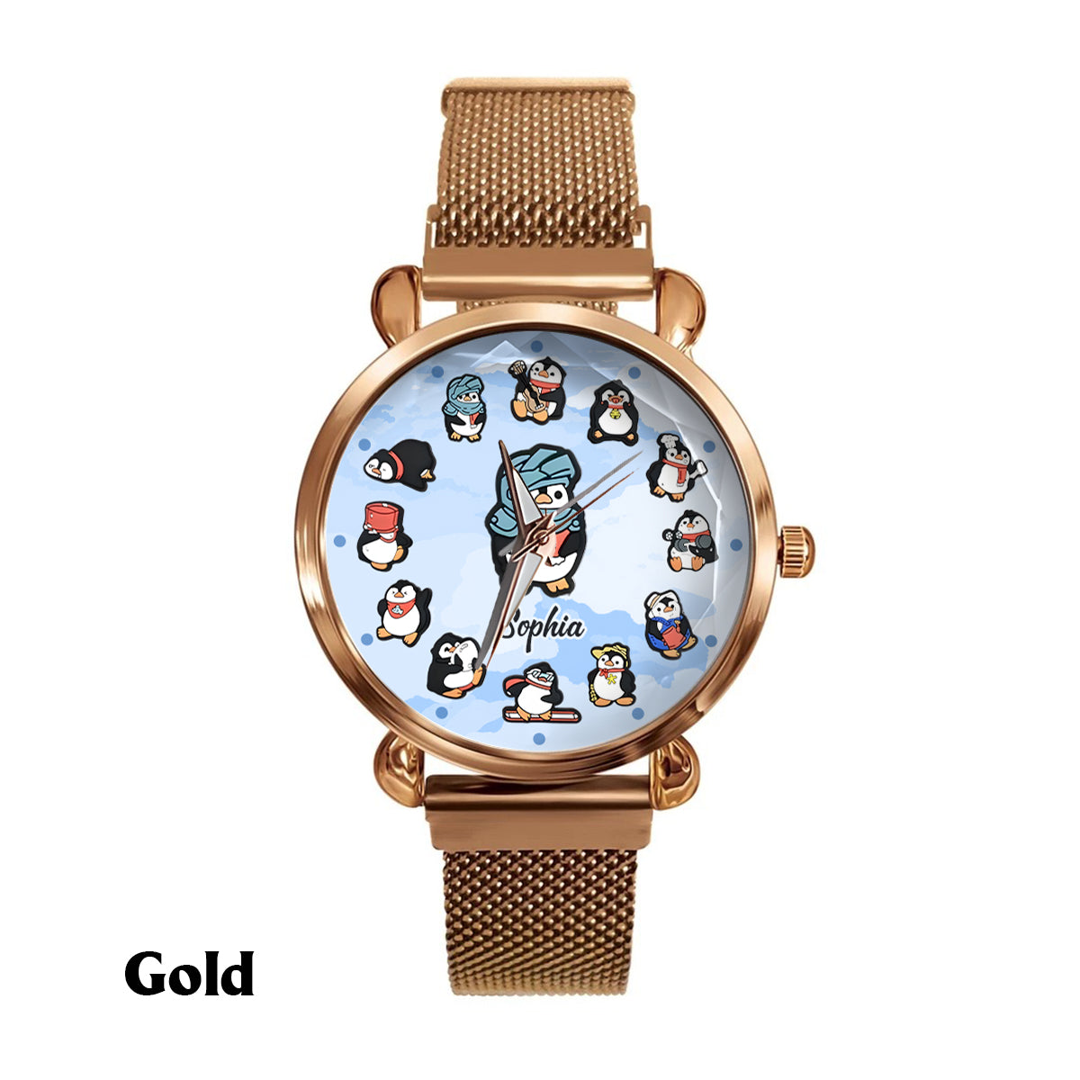 Montre-bracelet personnalisée pour femme « Juste une fille qui aime les pingouins »