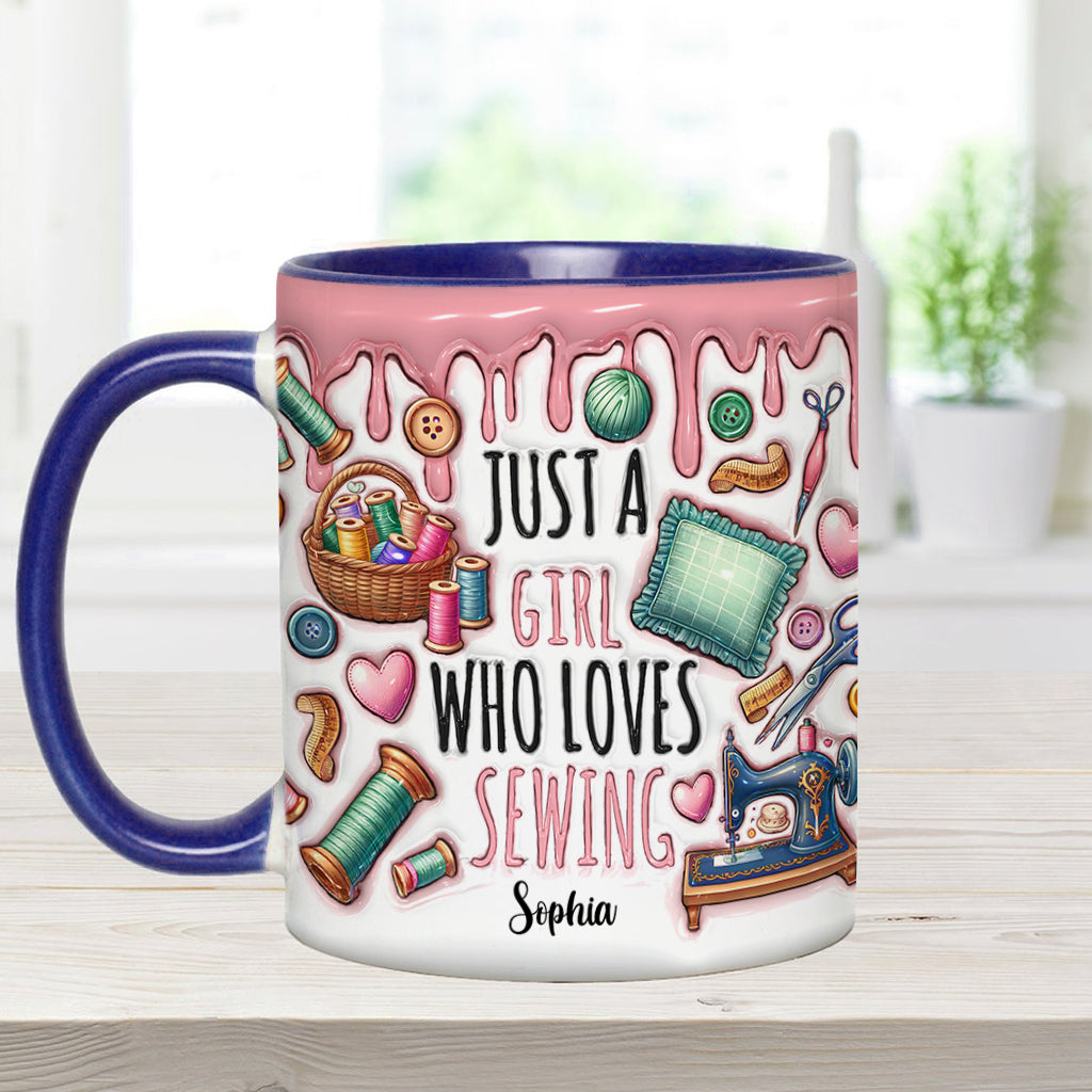 Mug personnalisé « Juste une fille qui adore coudre »
