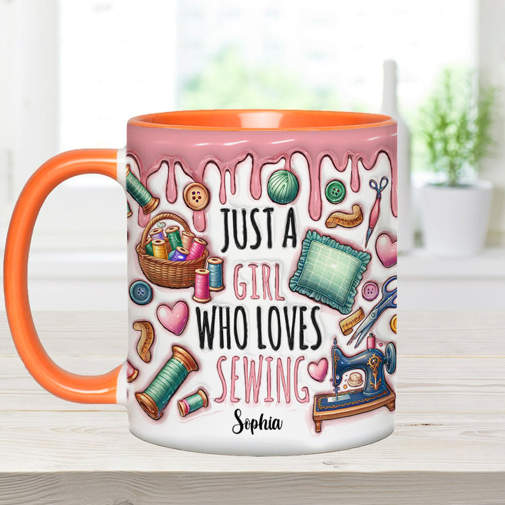 Mug personnalisé « Juste une fille qui adore coudre »