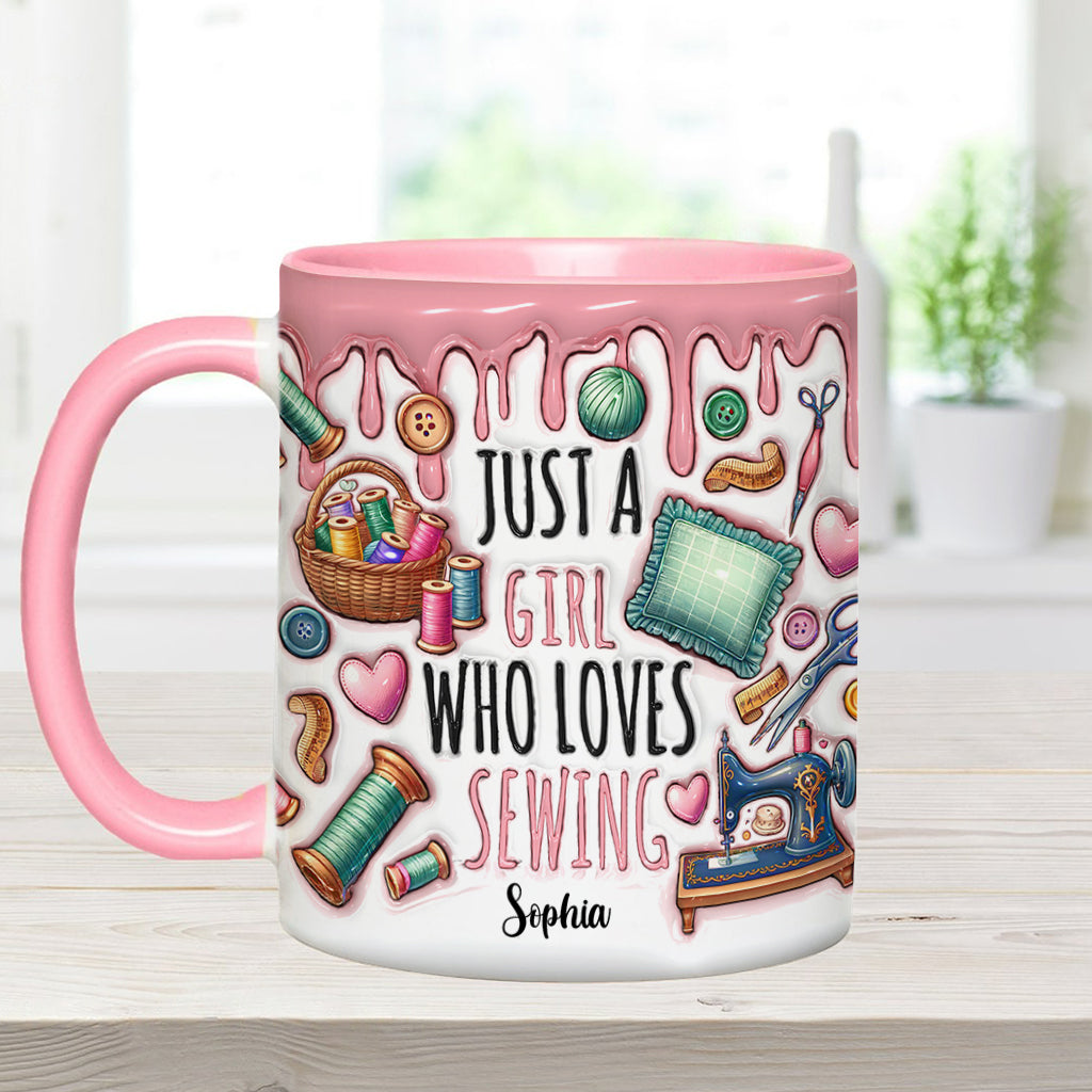 Mug personnalisé « Juste une fille qui adore coudre »