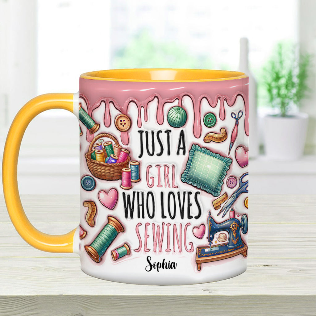 Mug personnalisé « Juste une fille qui adore coudre »