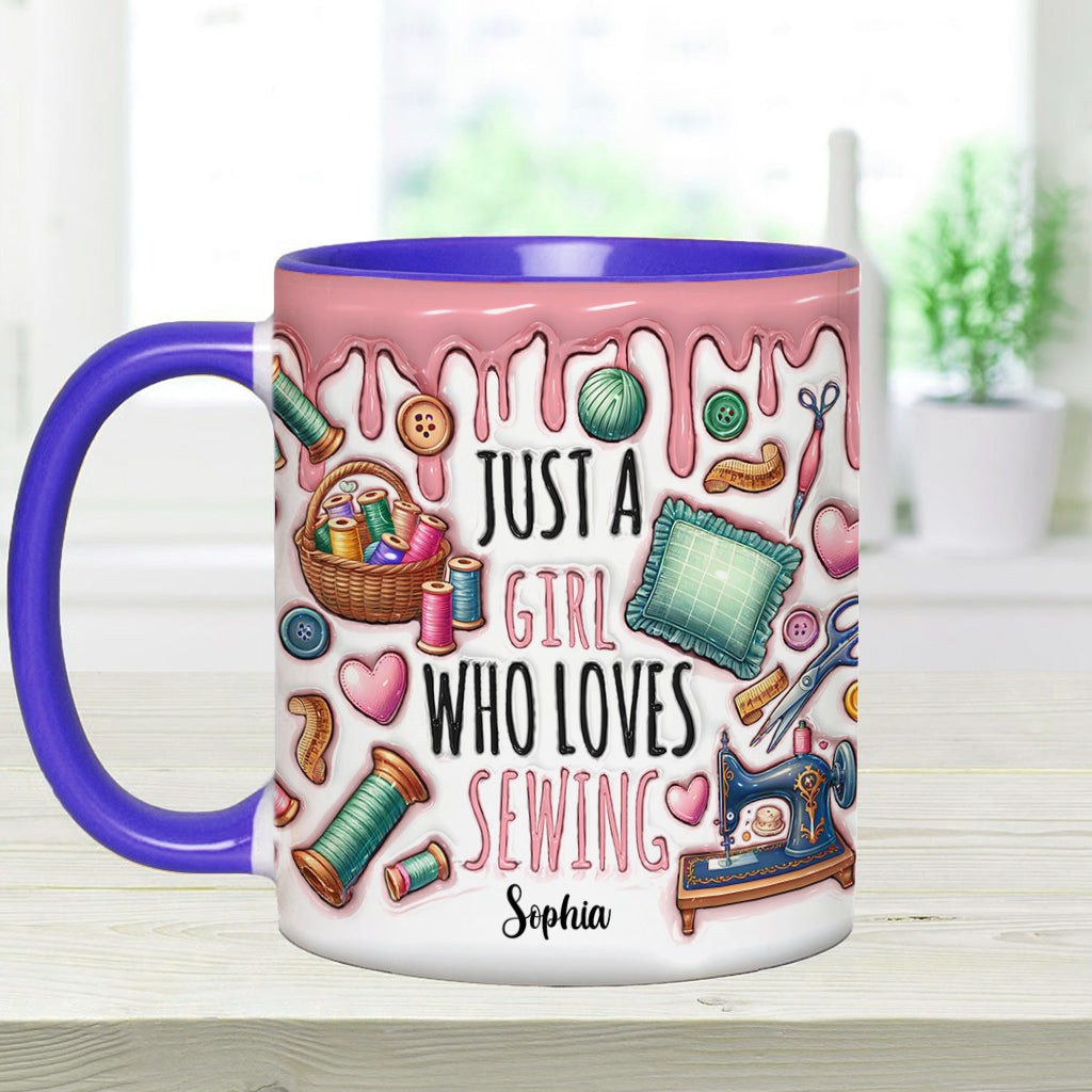 Mug personnalisé « Juste une fille qui adore coudre »