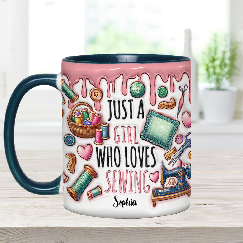 Mug personnalisé « Juste une fille qui adore coudre »