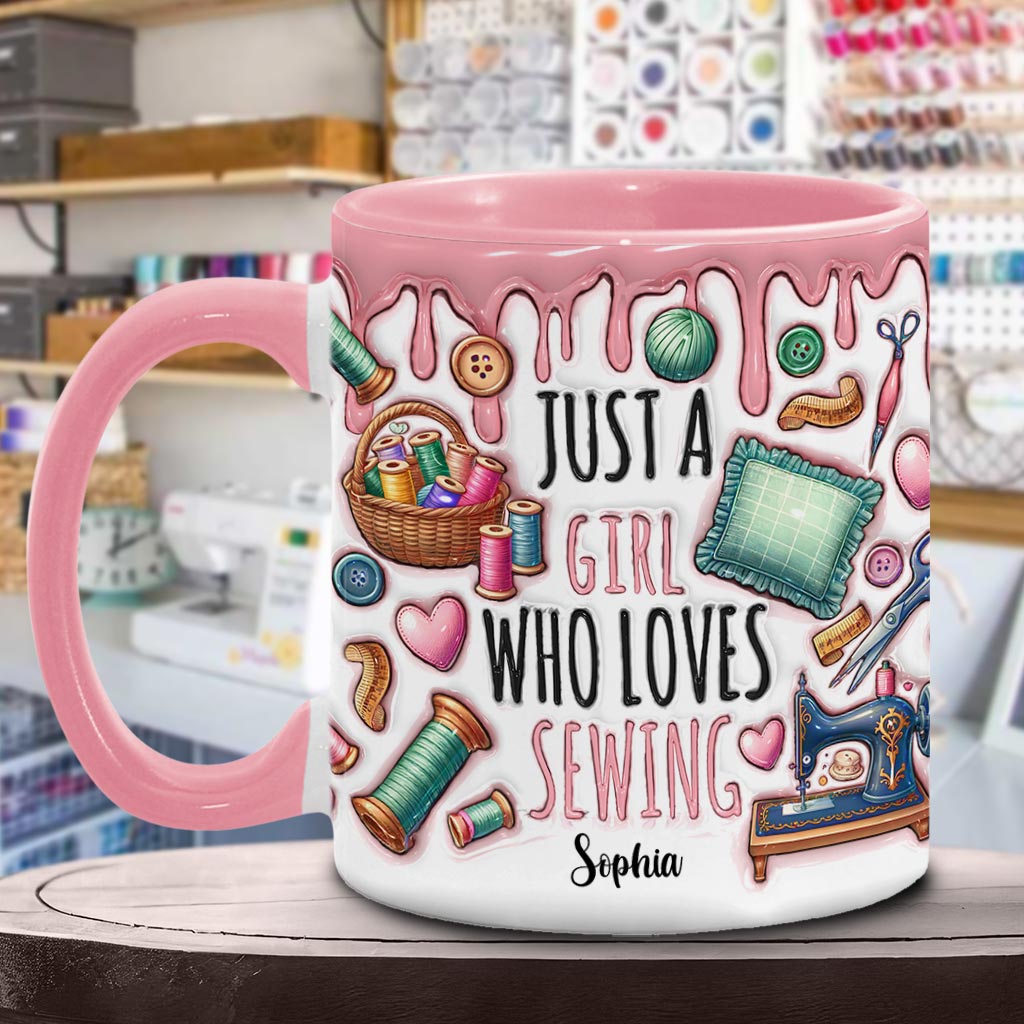 Mug personnalisé « Juste une fille qui adore coudre »