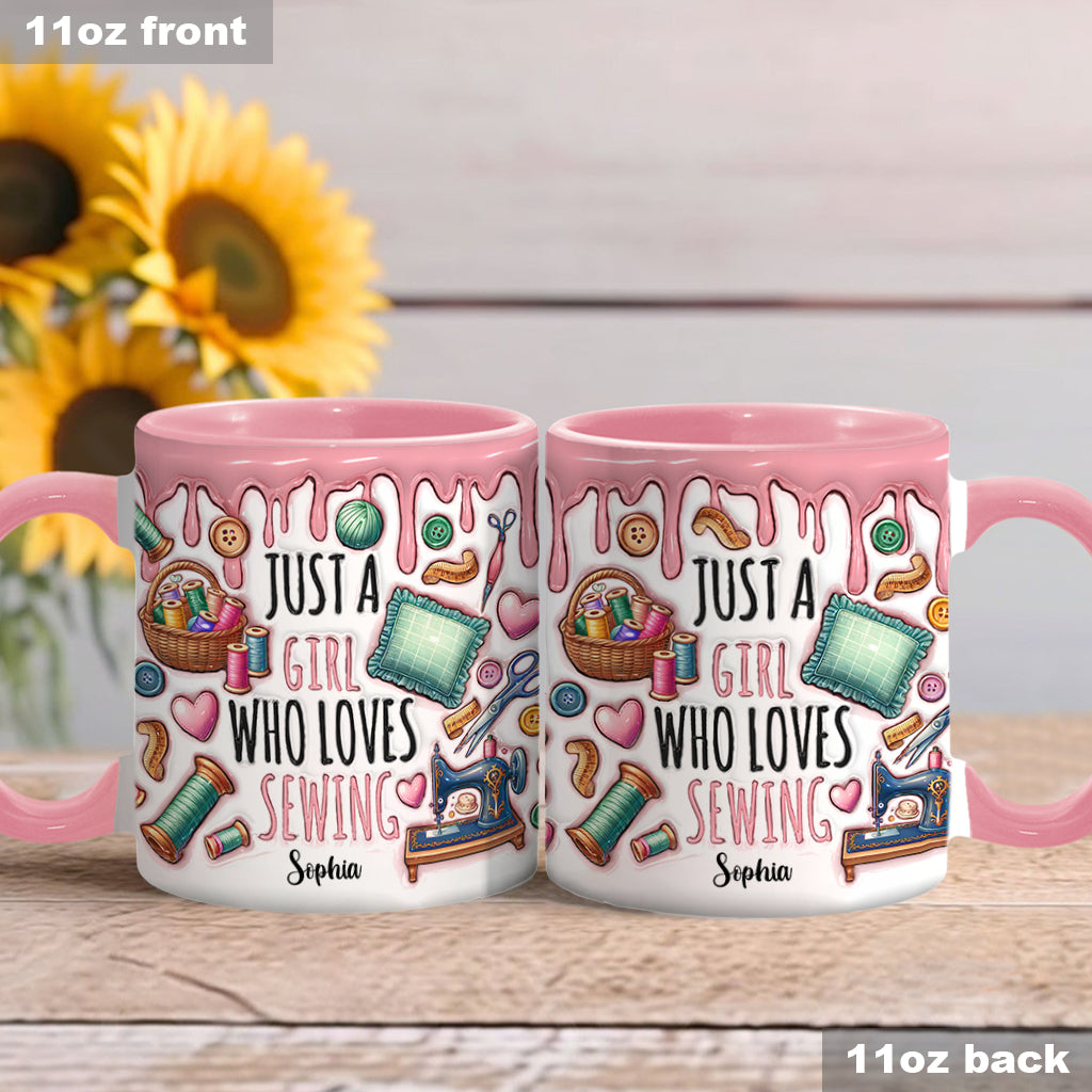 Mug personnalisé « Juste une fille qui adore coudre »