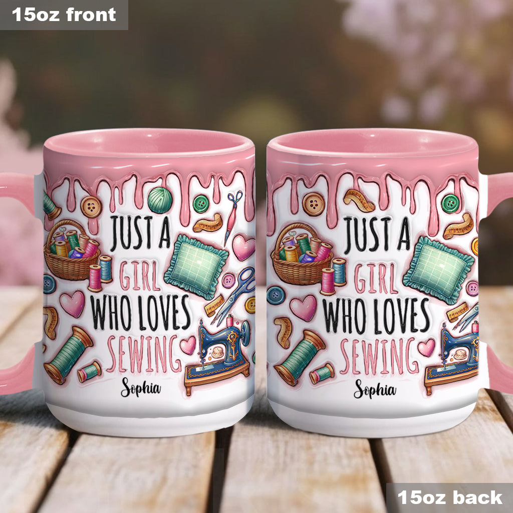 Mug personnalisé « Juste une fille qui adore coudre »