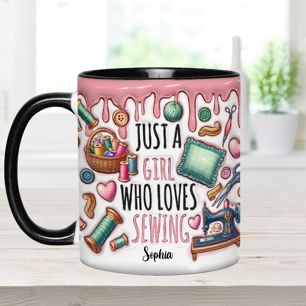 Mug personnalisé « Juste une fille qui adore coudre »