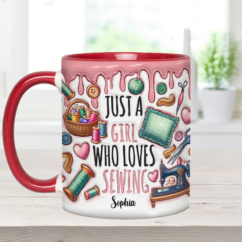 Mug personnalisé « Juste une fille qui adore coudre »