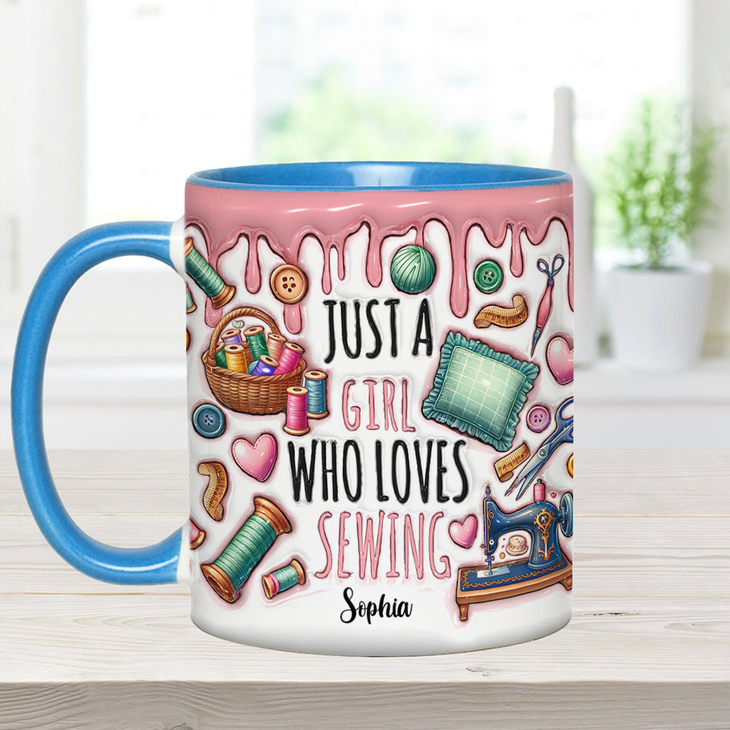 Mug personnalisé « Juste une fille qui adore coudre »