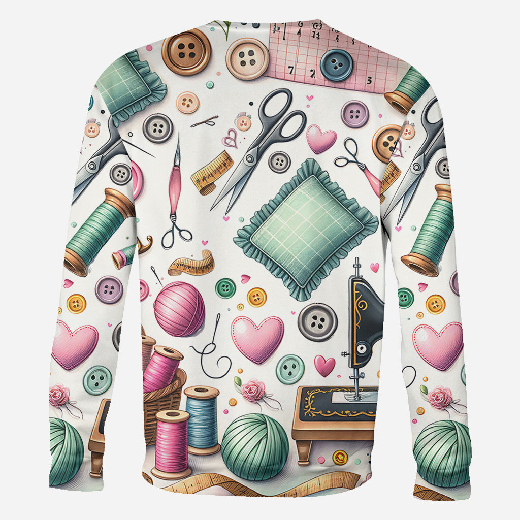 Une fille qui adore coudre - T-shirt personnalisé avec couture intégrale