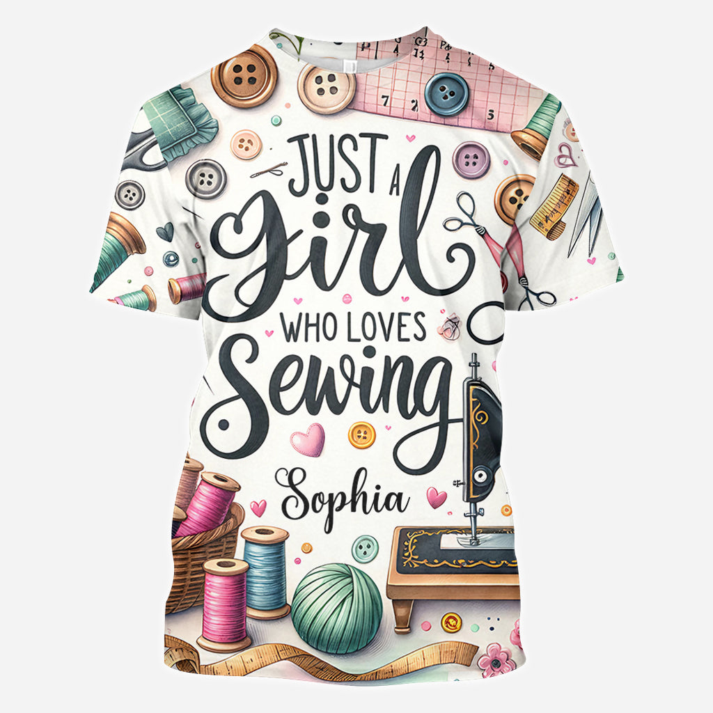 Une fille qui adore coudre - T-shirt personnalisé avec couture intégrale